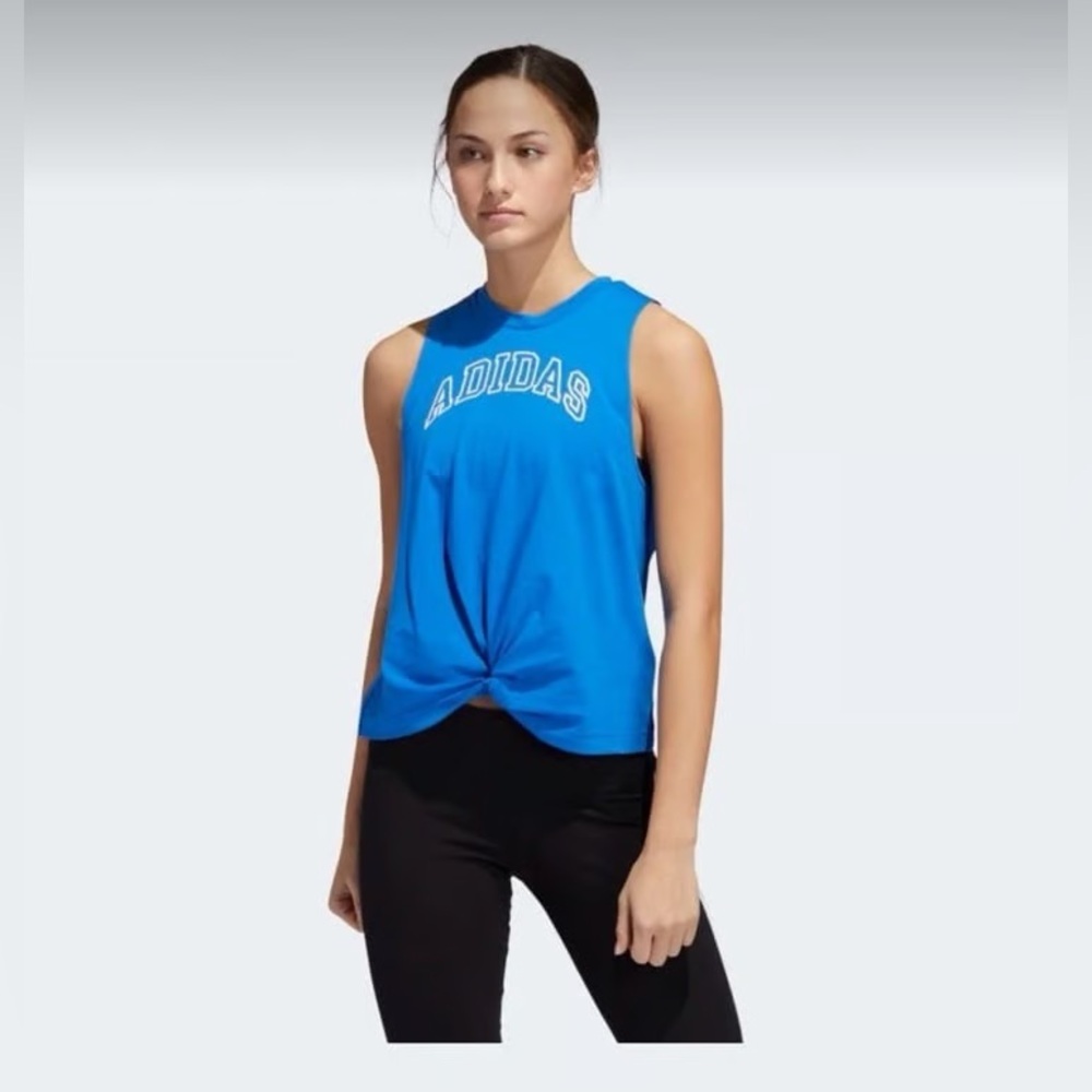 Adidas Women's Blue Knot Front Tank Top Medium 💙